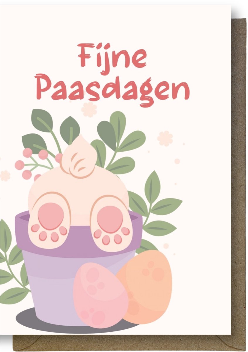 Luxe Vrolijk Pasen Wenskaart - Paaskaart - 12 x 17 cm - gevouwen kaart Inclusief gekleurde envelop