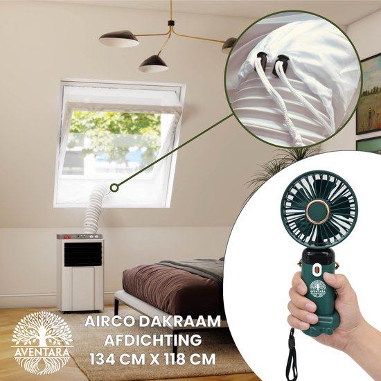 Airco Dakraam Afdichting 134×118 cm met Handventilator, Mobiele Airco Raamafdichting voor Velux UK06, Fakro Optilight