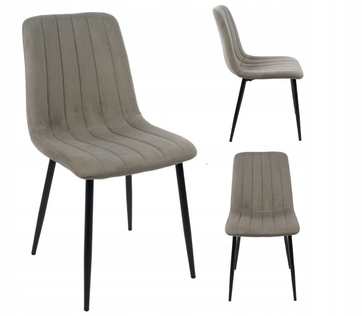 Furnitex Velvet K17-FX - Eetkamerstoel - Grijze fluwelen bekleding - Gecapitonneerd - Metalen poten Grijs;Zwart