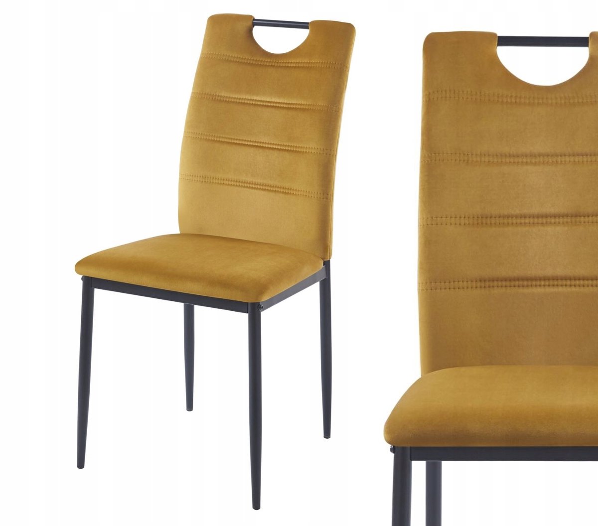 Furnitex K13-FX - Eetkamerstoel - Fluwelen bekleding - Kerriegeel - Zwarte metalen poten Kerriegeel;Zwart