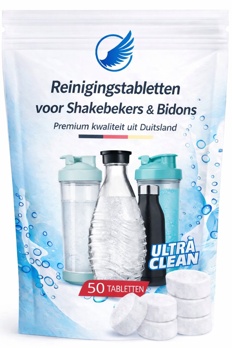 Reinigingstabletten Shakebeker - Bidon – 50 Stuks – Verwijdert Eiwitresten & Geur
