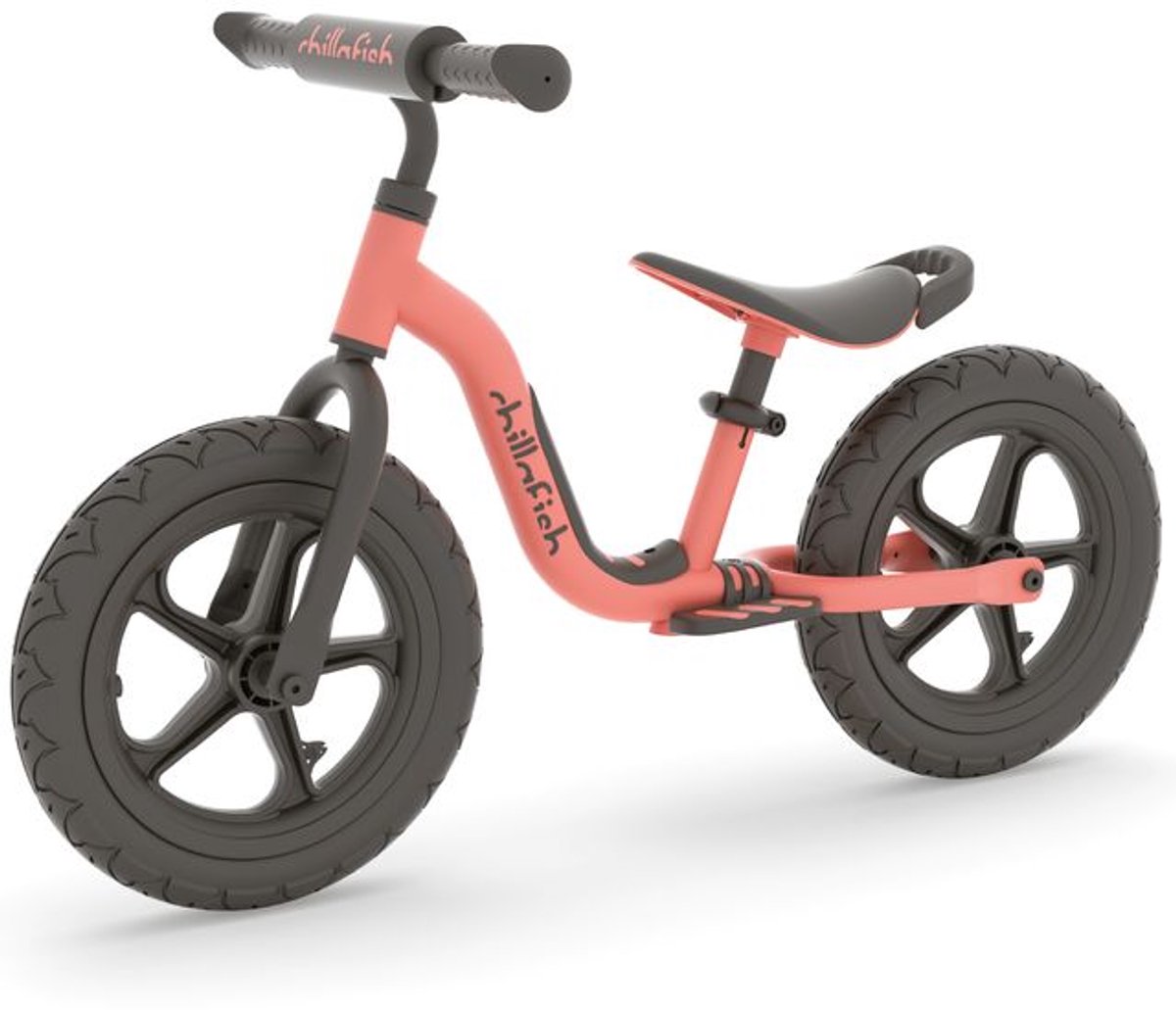 Chillafish loopfiets 2 jaar - lichtgewicht met verstelbaar zadel en stuur - roze - loopfiets voor meisjes tot 5 jaar met voetsteun, handvat om te dragen en 12" rubberskin anti lek banden - model charlie sport