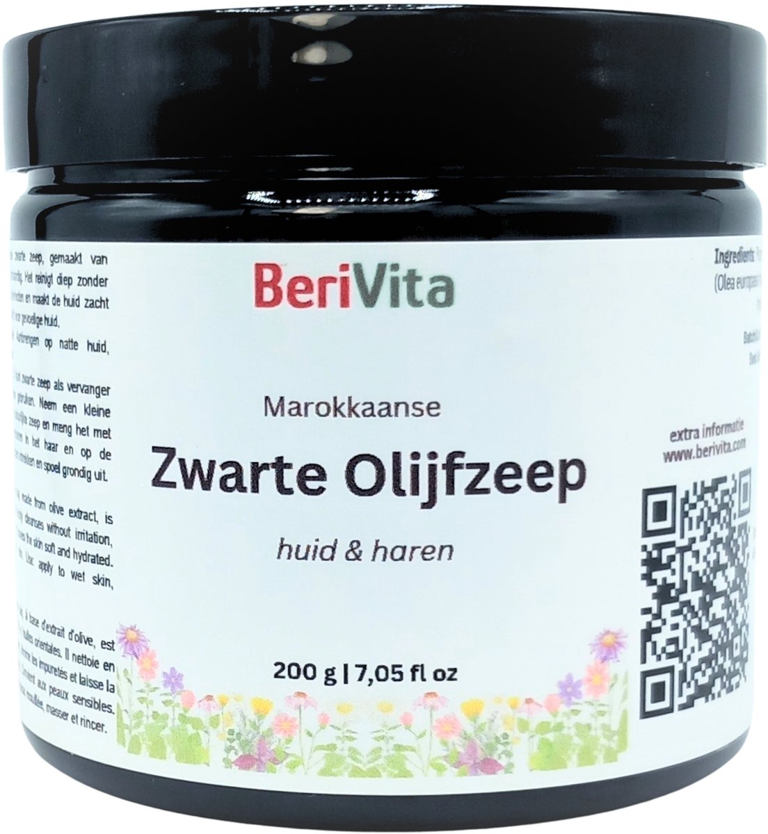 Berivita Zwarte Zeep Beldi - Olijfzeep voor gezicht & lichaam