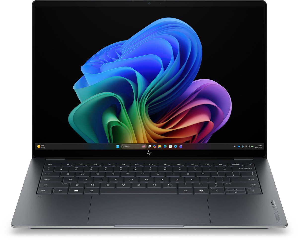 HP OmniBook Ultra Laptop Next Gen AI 14-kd0990ndx Copilot+ PC Intel Core Ultra 9 386H 35,6 cm (14") Touchscreen 3K 32 GB LPDDR5x-SDRAM 1 TB SSD Wi-Fi 7 (802.11be) Windows 11 Home Zwart, Grijs