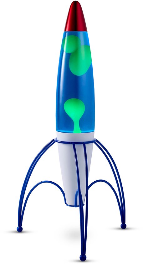 Lighto Raket Lavalamp - Blauwe Vloeistof met Gele Lava - voor Kinderen