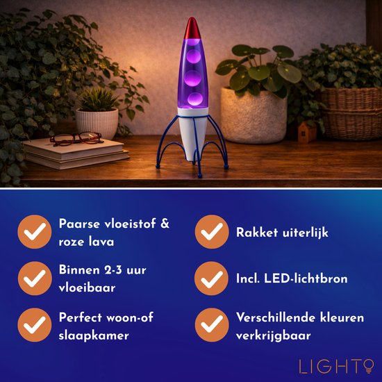 Lighto Raket Lavalamp - Paarse Vloeistof met Roze Lava - voor Kinderen van Lighto — afbeelding 5