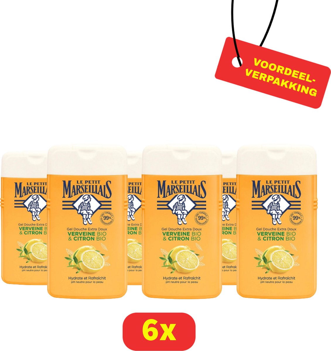 Le Petit Marseillais Douchegel - Biologisch - Ijzerkruid en Citroen - 6 x 250ml - Voordeelverpakking