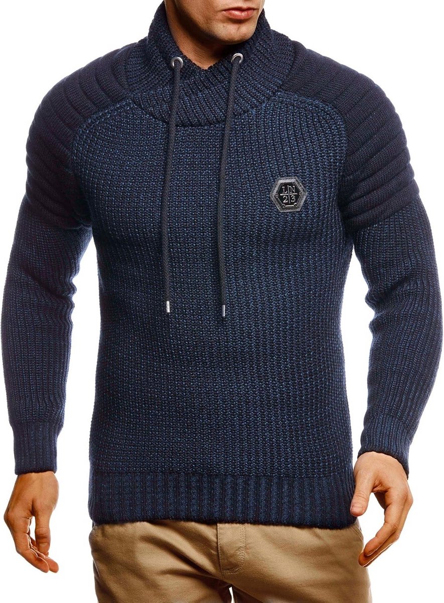 Heren gebreide pullover hoodie met lange mouwen en sjaalkraag