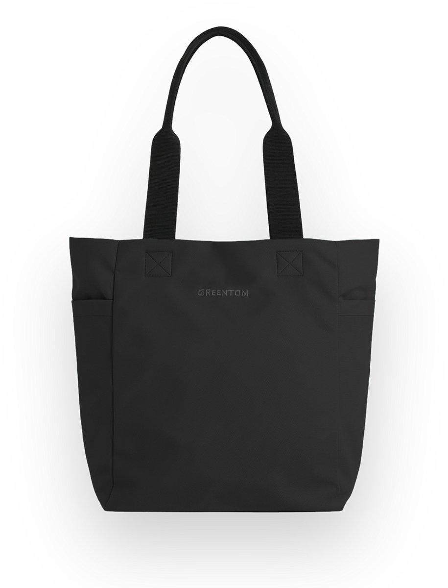 Greentom Shopper - Draagtas, Boodschappentas, Lichtgewicht & Duurzaam (Gerecycled) - Zwart