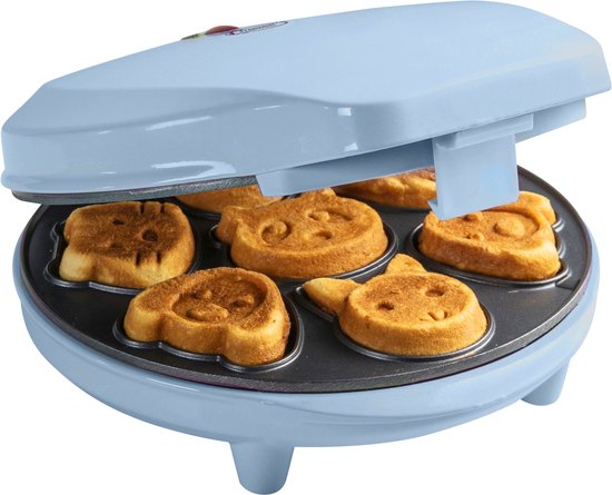 Bestron Wafelijzer - AAW700B - 700W - Mini cakes - Dierenvormpjes - Blauw - 5 jaar garantie — afbeelding 5