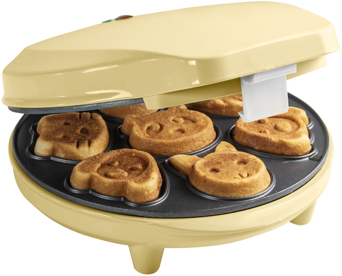 Bestron Wafelijzer voor Mini Cookies Cakemaker voor mini cakes met bakindicatielampje & antiaanbaklaag 700 Watt kleur: Geel