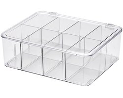 Premium Tea Box with 8 Compartments and Hinged Lid - Storage Box for Tea Bags, Coffee Pods, Baking Ingredients - Jewelry Organizer，30.5*25*10.5cm