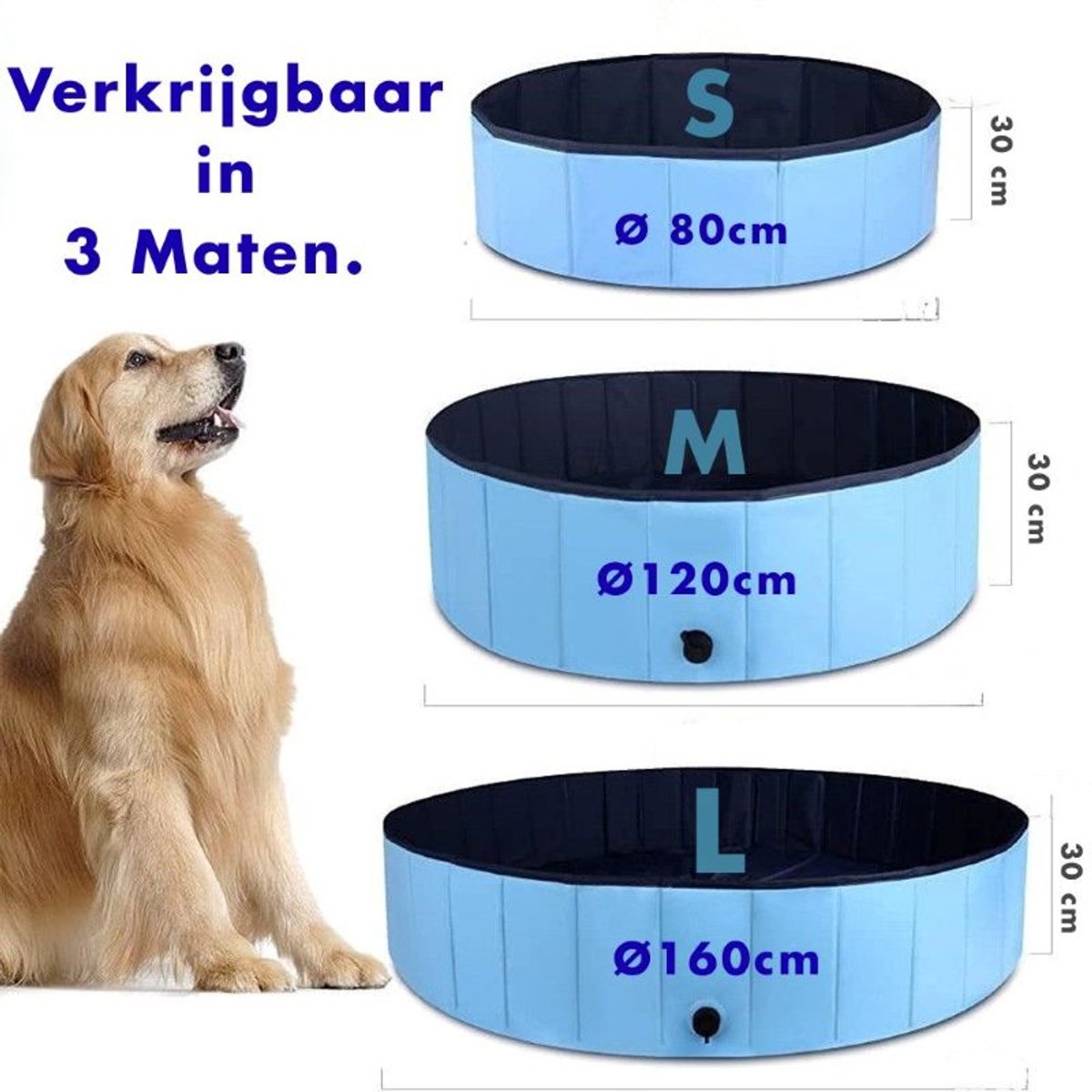 Ceruzo Hondenzwembad Ø80 cm – S– Opvouwbaar Hondenbad – Anti Slip – Blauw thumbnail 4