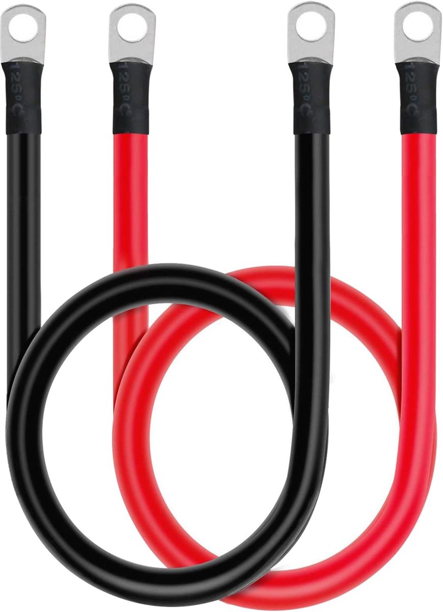 8 AWG Accukabel Set - 50,8 cm Koperkabels voor Auto, Voertuig, RV en Zonne-energie