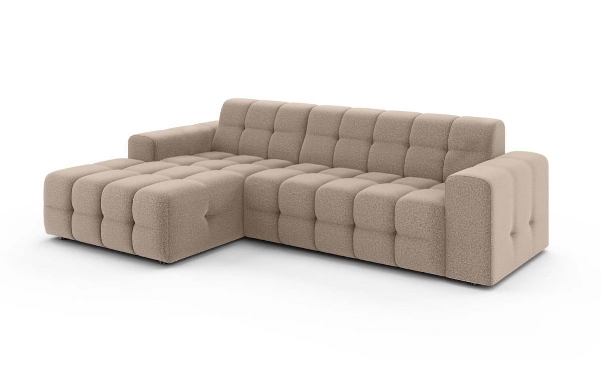 Lizzely Garden & Living Hoekbank Kora 264cm bruin chenille bank links loungebank hoeksalon