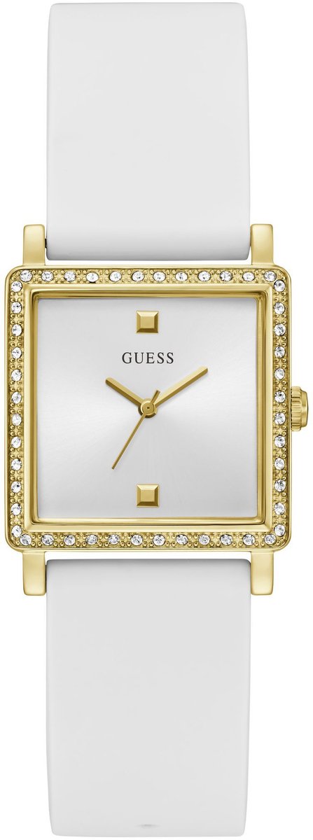 Guess Highline Quartz Analoog Horloge Wit Behuizing: 100% Roestvrij Staal| Armband: Siliconen 28 mm U1369L1M