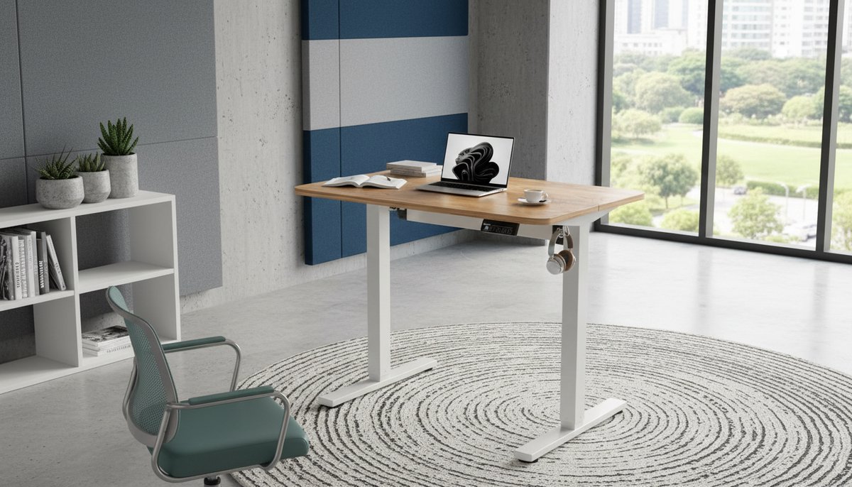 Electric Desk Casa Velluto FlexPro – 90x60 cm – In Hoogte Verstelbaar Zit-Sta Bureau – Modern Wit – Ergonomisch Elektrisch Bureau met Geheugenfunctie