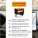 Productinformatie R2B telefoonhouder 'Amsterdam'. Voor ventilatieroosters, geschikt voor alle telefoons.