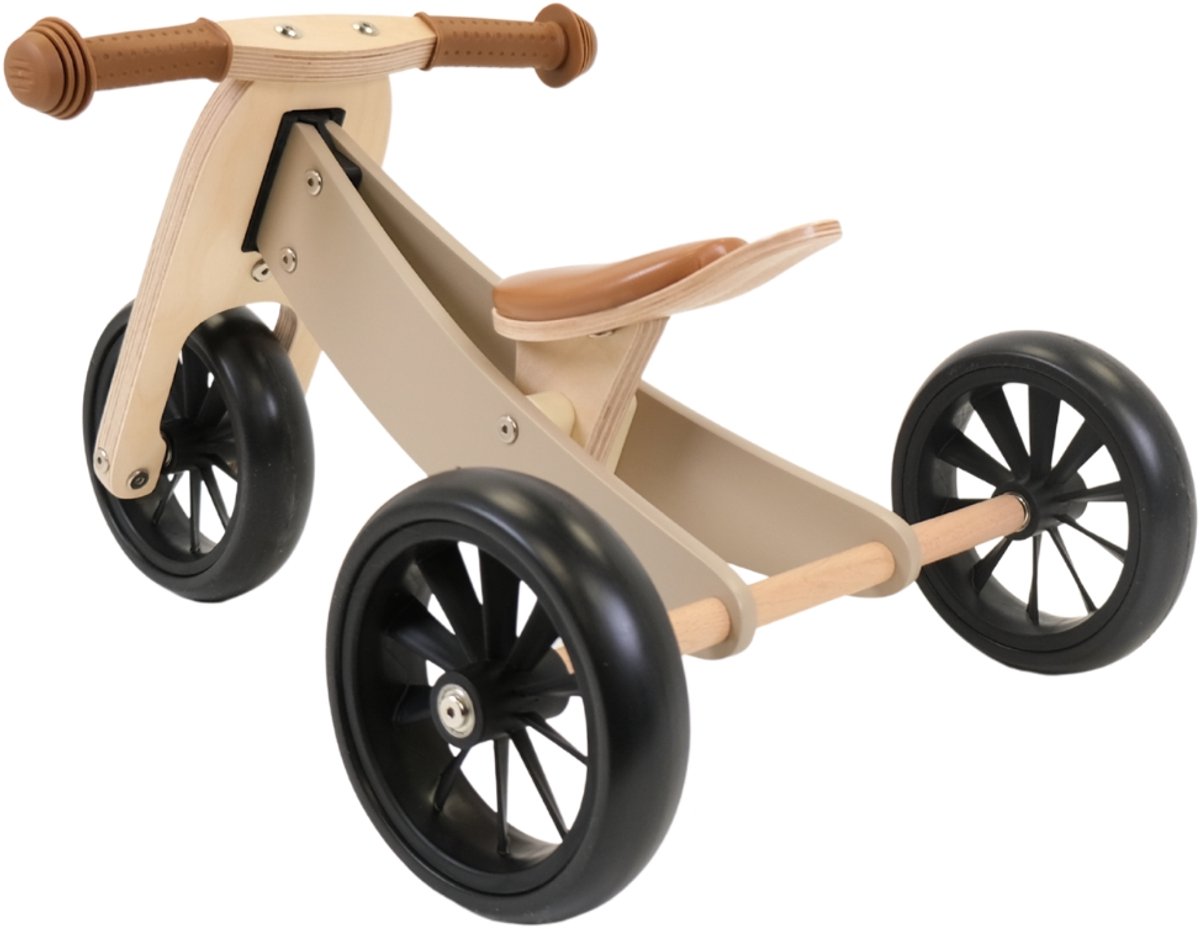 Bandits & Angels Smart Bike Loopfiets Hout 4-in-1 Beige Sand vanaf 1 jaar - Voor Jongens en Meisjes - Houten Loop Fiets - Omkeerbaar in Driewieler en Tweewieler - Verstelbaar Zadel — afbeelding 6