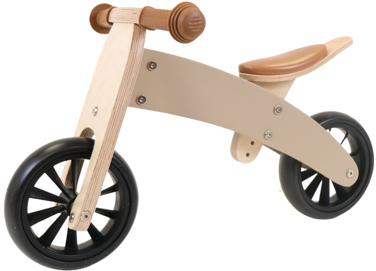 Bandits & Angels Smart Bike Loopfiets Hout 4-in-1 Beige Sand vanaf 1 jaar - Voor Jongens en Meisjes - Houten Loop Fiets - Omkeerbaar in Driewieler en Tweewieler - Verstelbaar Zadel — afbeelding 5