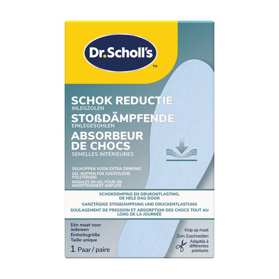 Dr. Scholl's Schok Reductie Inlegzolen – Schokdempende Gel Zooltjes voor Schoenen – Comfortabele Zolen tegen Druk en Vermoeide Voeten – 1 maat