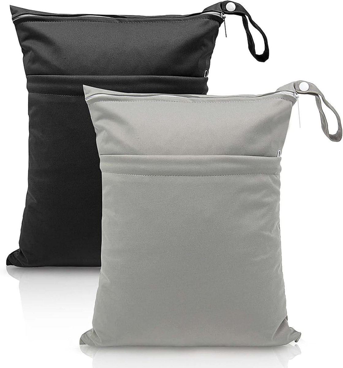Wetbag - Waterdichte Tas - Herbruikbare Zak met Rits - Voor Zwemkleding, Sportkleding of Luiers - Wasbaar en Lekvrij - 2 Stuks - Zwart en grijs - van Imperatoris