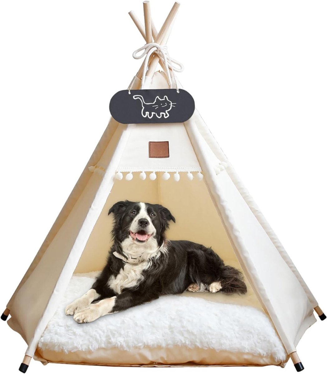 Nexvo®- Huisdier tent - Dierenhuis Met Anti-mijt Overtrek - Beige - 60cm x 60cm x 70cm