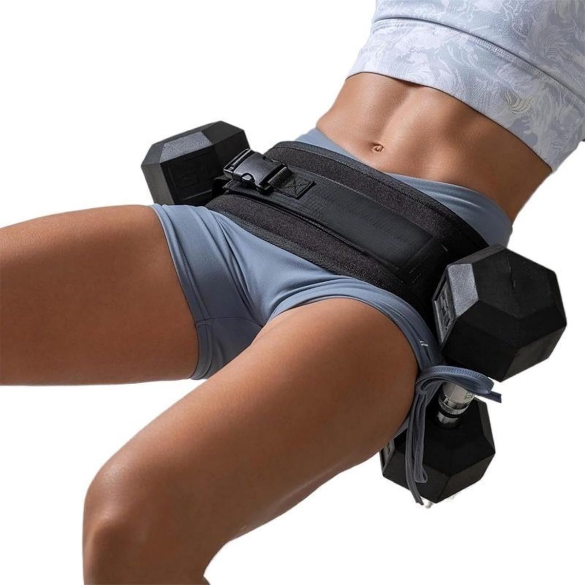 Heupstoot trainingsgordel - Comfortabele heupstootgordel voor dumbbells, kettlebells of halterschijven, antislipmat, geschikt voor de sportschool of thuistrainingen - Roze (Dumbbells niet inbegrepen) – foto 2