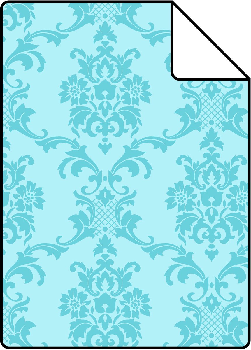Proefstaal ESTAhome behang barokprint turquoise - 26.5 x 21 cm - 136823-S