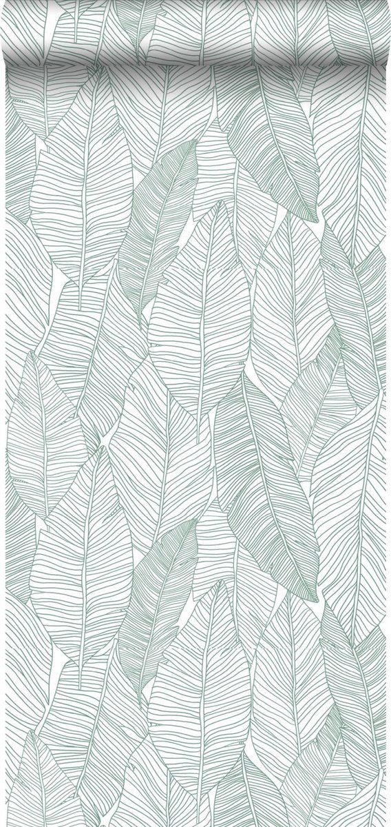 Proefstaal Walls4You behang bladeren groen en wit - 26,5 x 21 cm - 935309-S