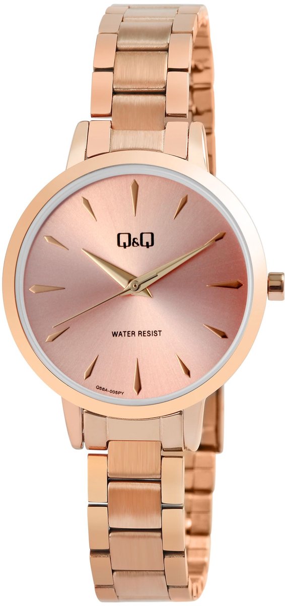 QQ-model Q56a-005-Dameshorloge-3 atm waterdicht-rose kleurig-diameter 31 mm-roze wijzerplaat