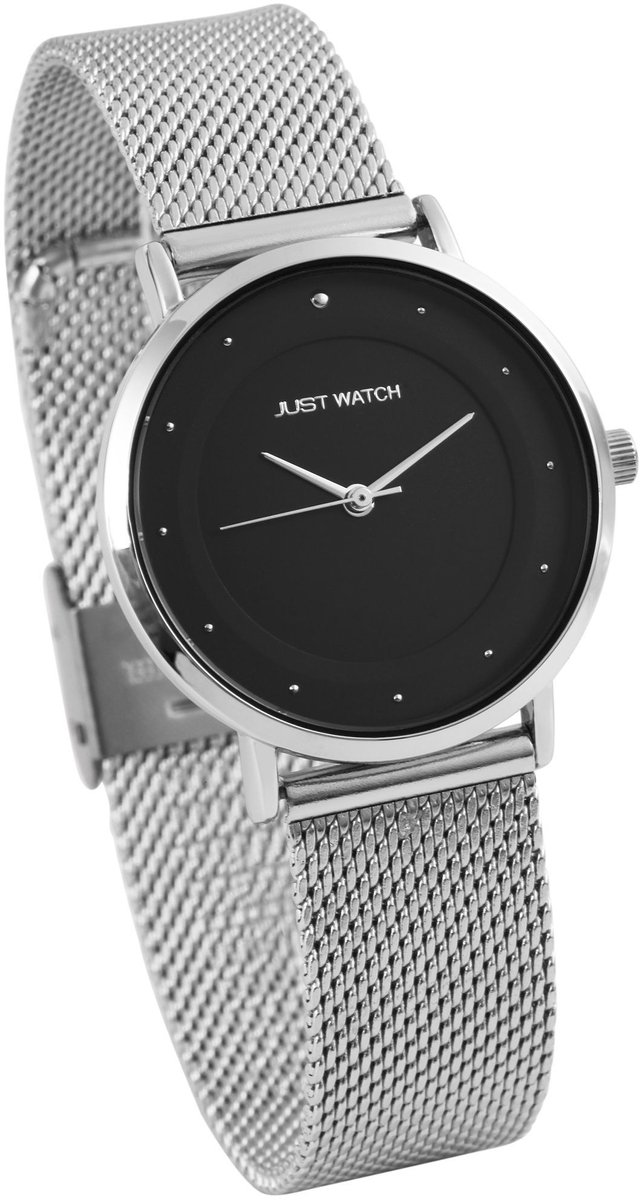 JUST WATCH dameshorloge roestvrij staal Virginia met Milanese band, 3 ATM, mineraal glas