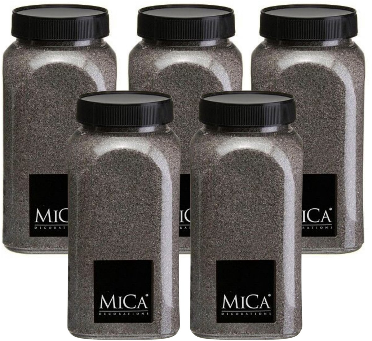 Mica Decorations decoratie zand - 5x - 650ml - donkergrijs - hobby zandkorrels - sierzand - voor windlichten