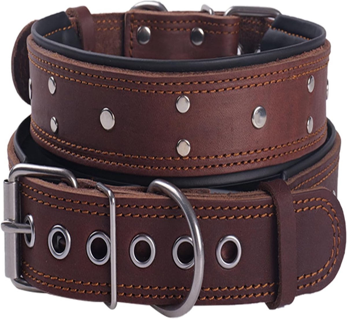 Halsband Hond Leer - Luxe Leren Halsband Hond - Honden Halsband - Hondenhalsband - Leren Honden Halsband - Leren Hondenhalsband - Sterke Halsband - Snelle Installatie - Leer - L - Bruin - van Imperatoris