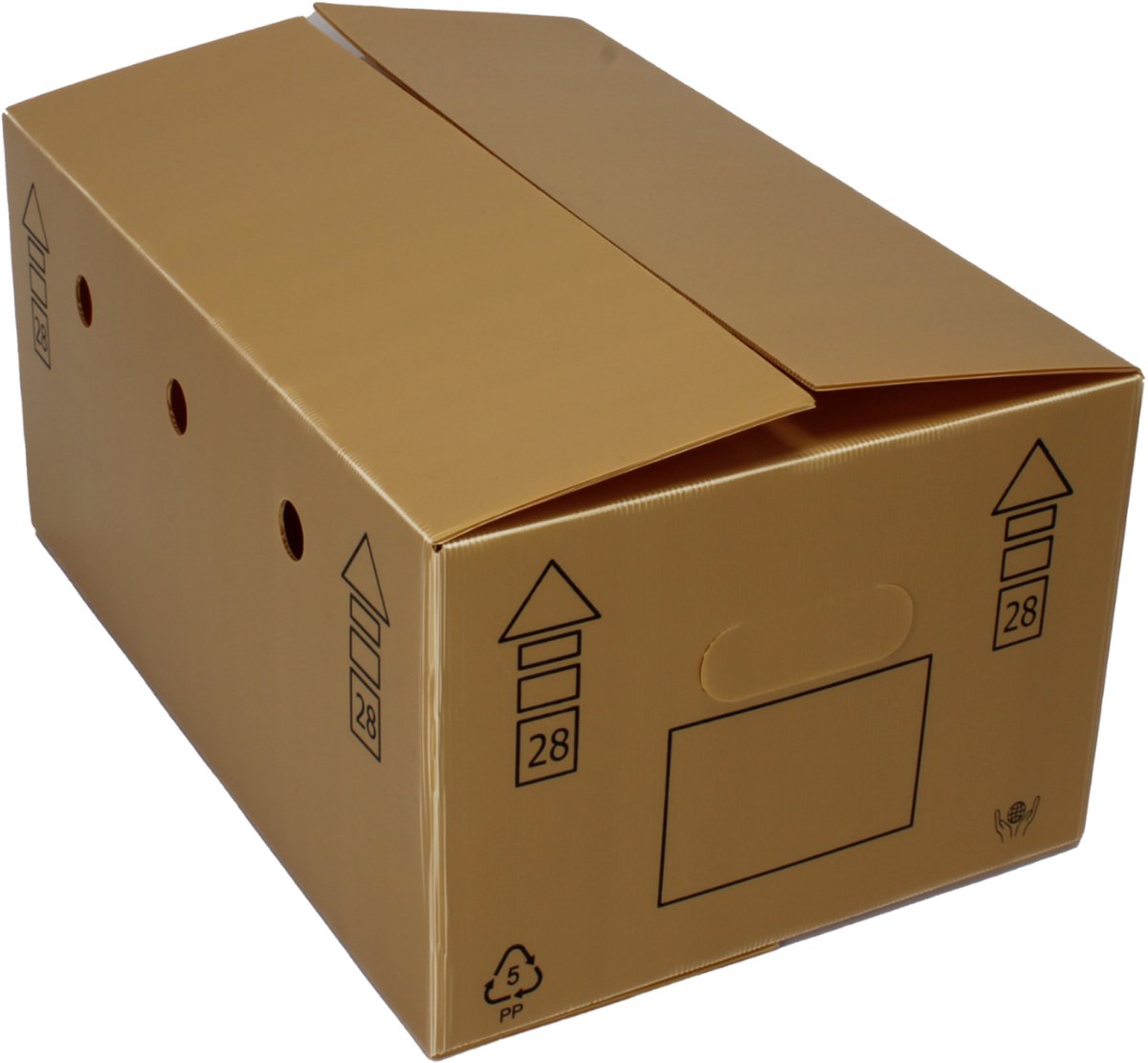 10 Duurzame Verhuisdozen — 67 Liter — Set van 10 — Extra stevige Verhuisdozen — PP golfplaat met 0 tot 30 procent gerecycled materiaal — ultrasoon gelast voor extra stevigheid en duurzaamheid