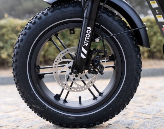 KOOLUX - X9 Mini Elektrische Fiets - Fatbike - 16 x 4.0 Inch Dikke Banden - 48V 13Ah Lithium Accu - 250W Motor - Maximaal 25/u - Maximaal 70km bereik - Mechanische remmen - LCD Scherm - Zwart - Rijklaar Bezorgd van KOOLUX — afbeelding 4