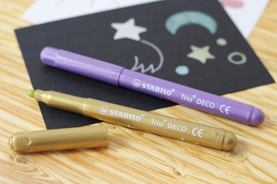 STABILO Trio DECO - Metallic Viltstift - Met Extra Dikke Punt 3,0 mm - Etui Met 8 Kleuren