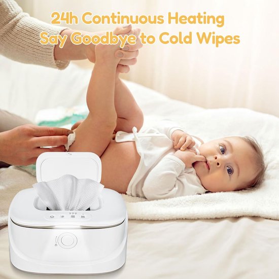 Baby doekjes warmer - met nachtlampje en temperatuurweergave - Met kinderslot - 3 temperatuurstanden - milieuvriendelijk en energiebesparend - houdt doekjes vochtig en fris - universele USB-interface - 23*15,6*12cm - wit — afbeelding 5