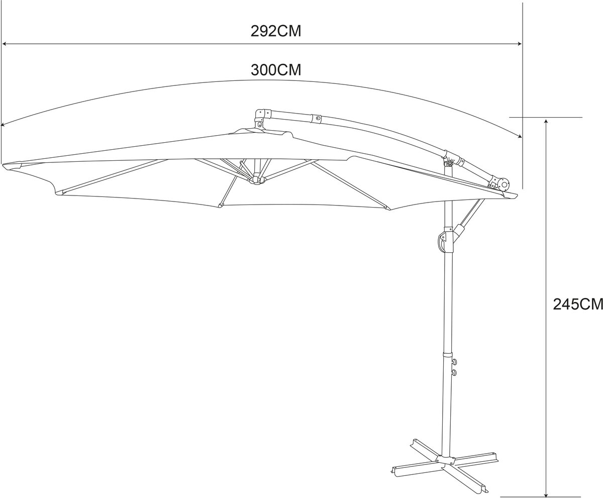 AXI Dion Zweefparasol Ø 300cm Eikenlook/groen – Gepoedercoat frame met kruisvoet – foto 5