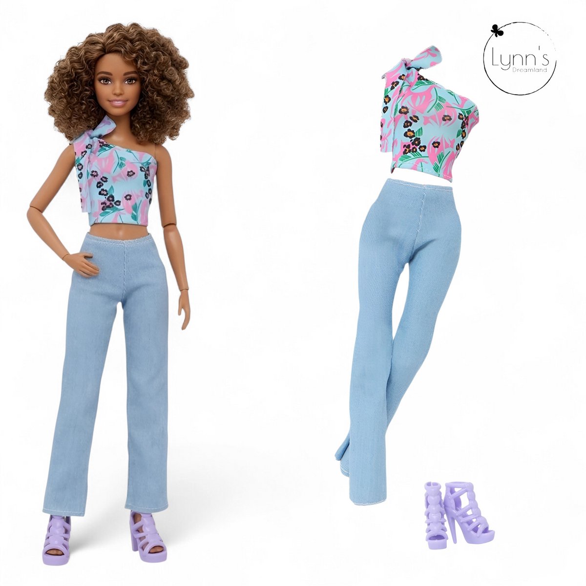Lynn’s poppenkleertjes - Set ‘Senna' - Geschikt voor modepop - Set van 3 complete outfits - Cadeauzakje — afbeelding 4