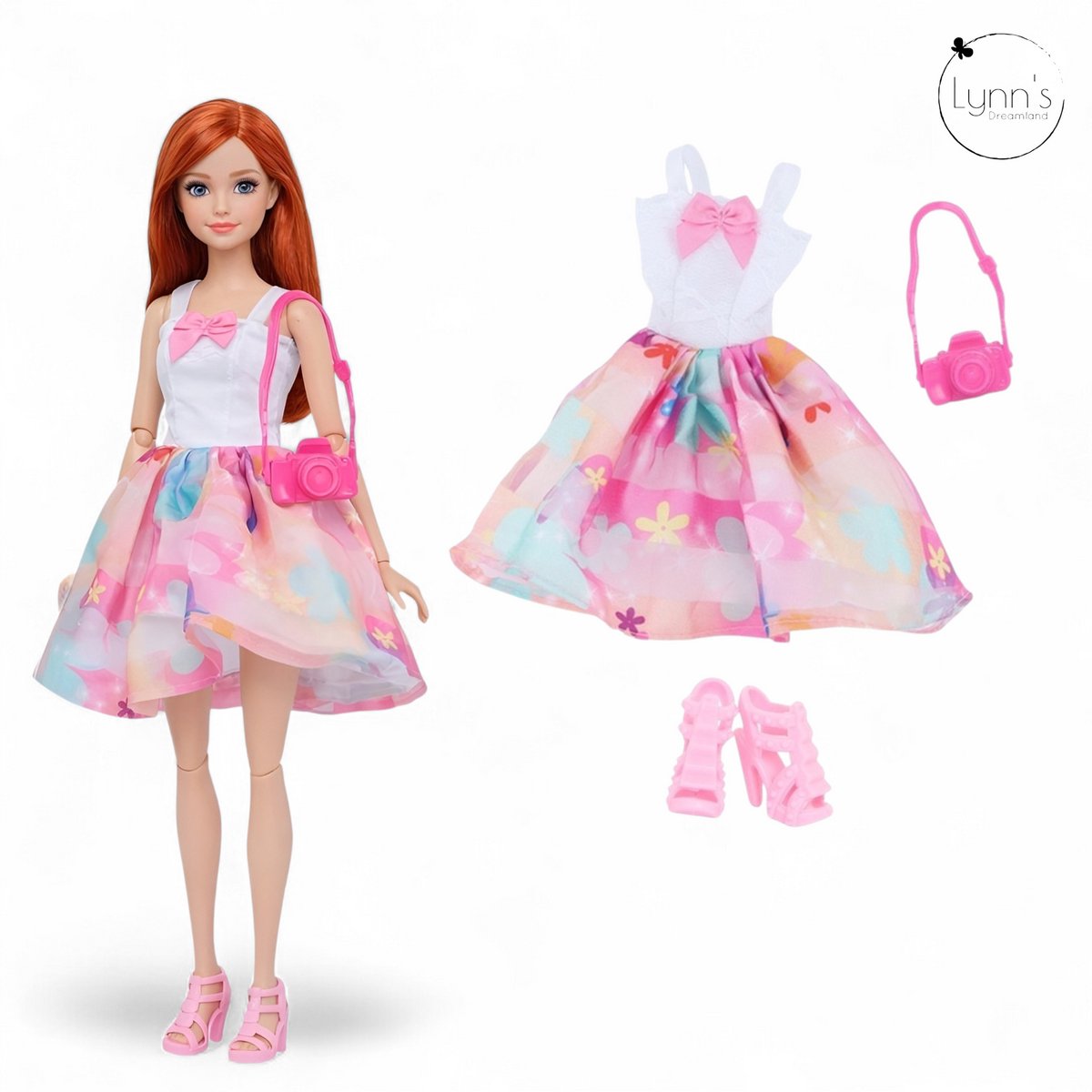 Lynn’s poppenkleertjes - Set ‘Senna' - Geschikt voor modepop - Set van 3 complete outfits - Cadeauzakje — afbeelding 2