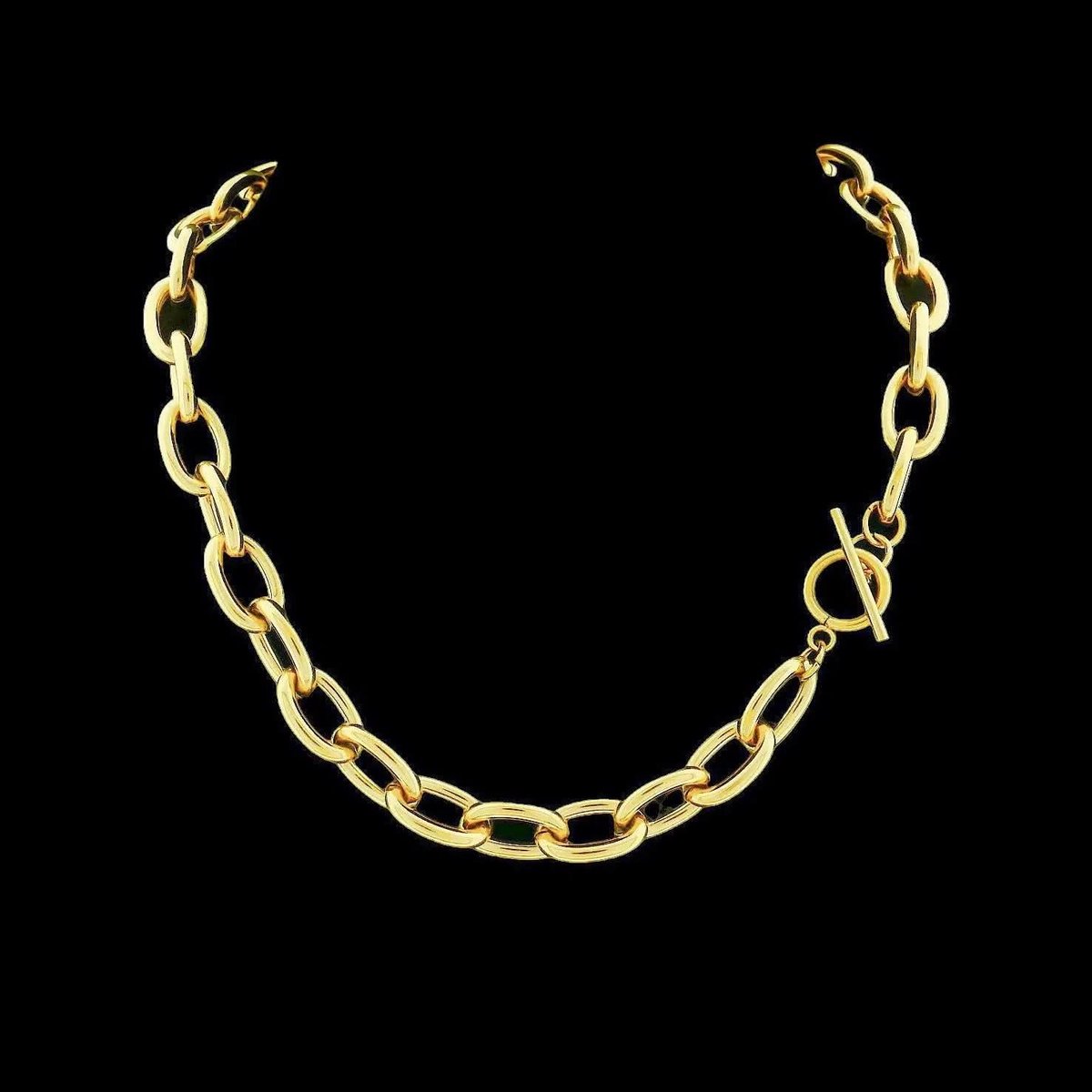 Victoria Valenza Goudkleurige RVS Jasseroncollier met Kapittelslot - Ketting - Goudkleurig - RVS - Jasseronketting