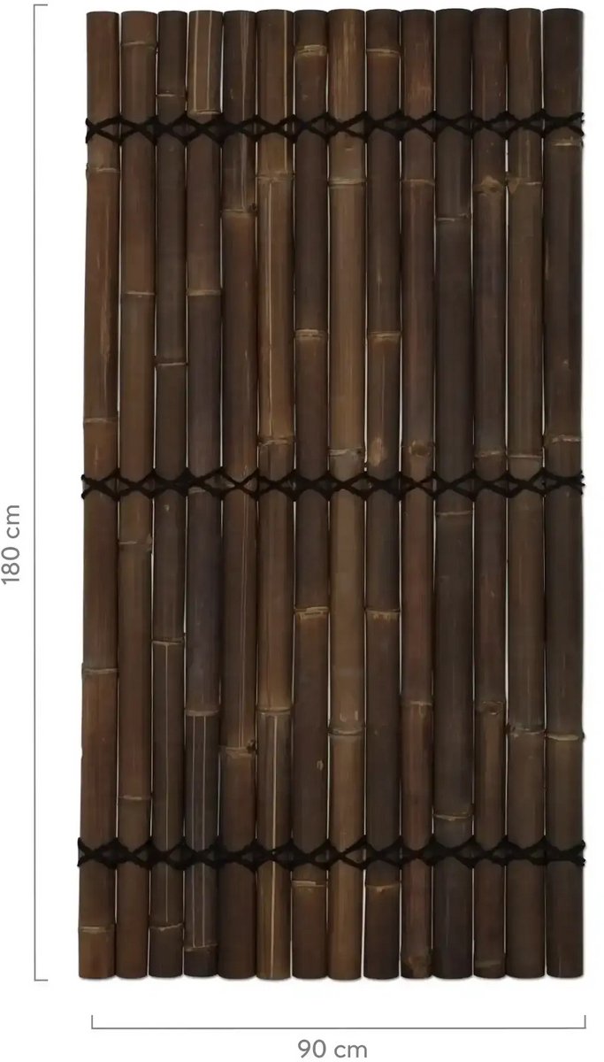 Masters of Bamboo® Bamboe Schutting Halfrond - 90 x 180 cm - Zwart - Tuinscherm / Bamboe scherm