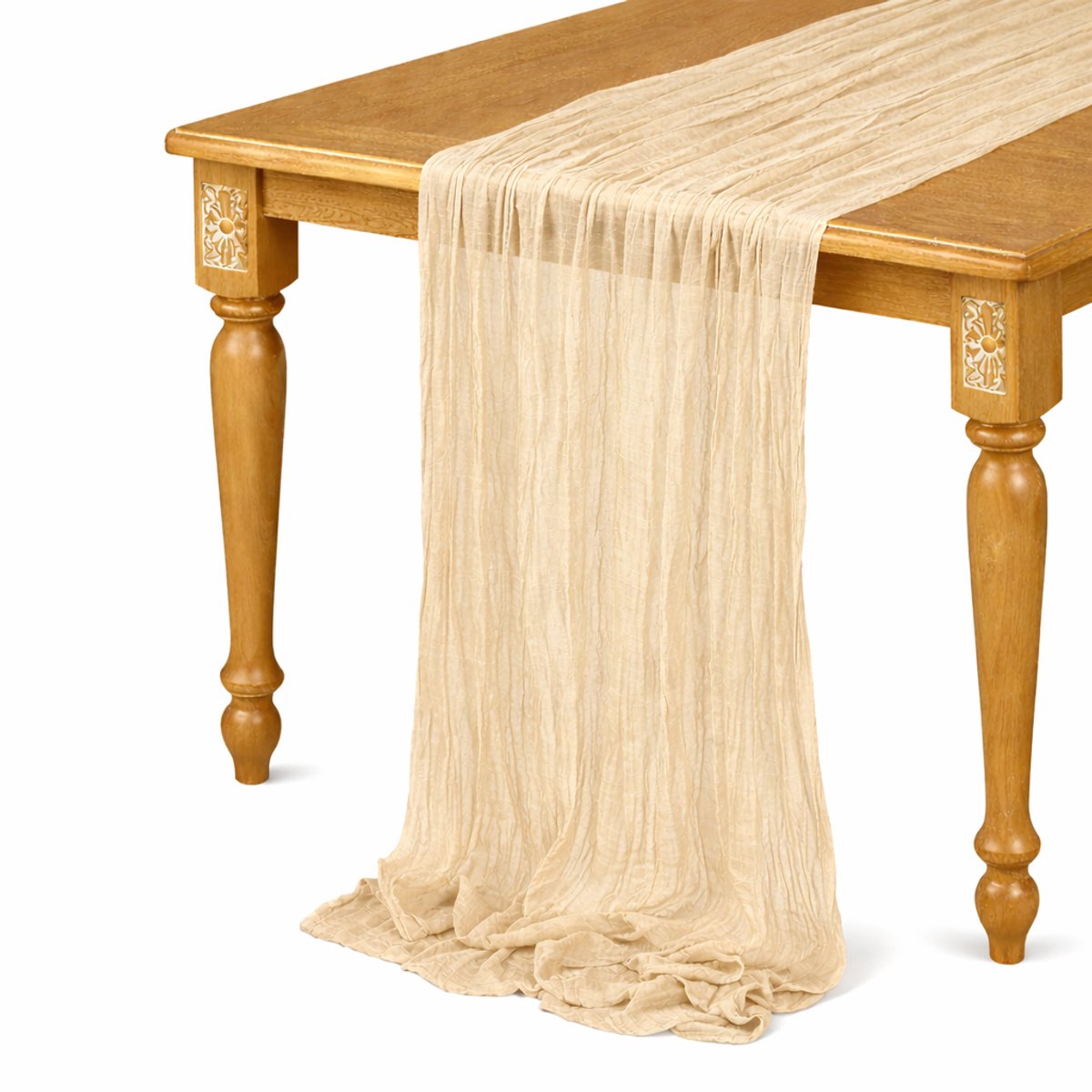 Tafelloper - 90x300cm - Champagne- Polyester - Tafelkleed - Lang - Tafelkleed - Eettafel - Tafeldecoratie - Interieur - Woondecoratie - Dressoir - Salontafel