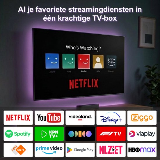 Android TV Box 4K Chromecast Streaming Box avec WiFi Bluetooth Incl. Assistant Google et Netflix