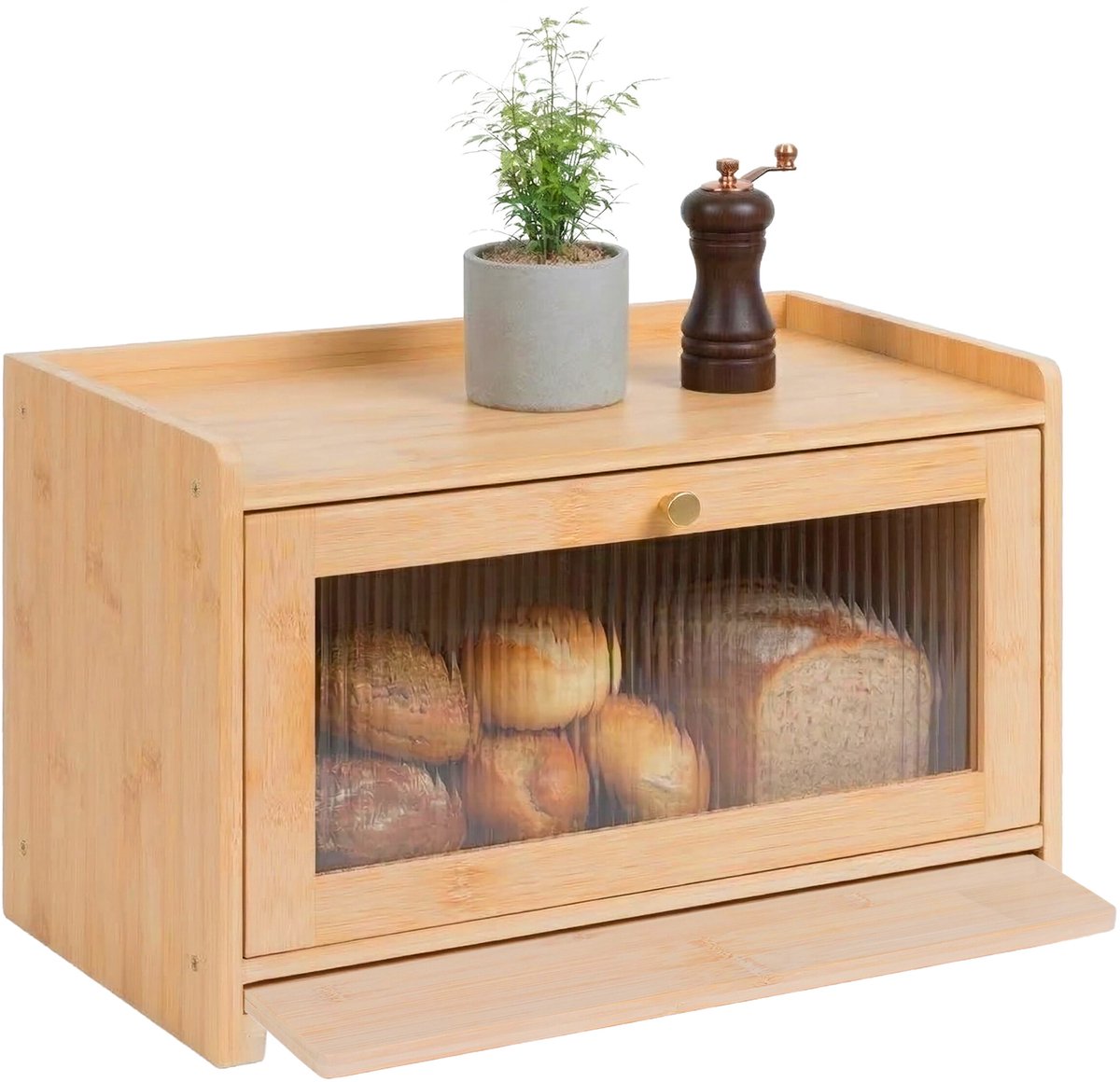 Broodtrommel - naturel - 40x26x25 cm - met deksel