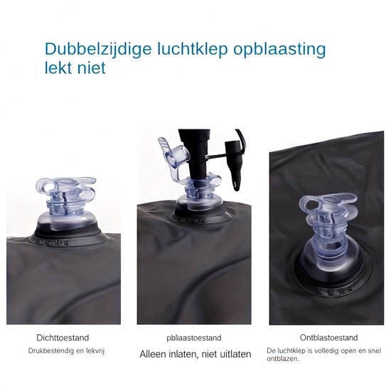 Schattige opblaasbare automatras met konijnenmotief - Eenpersoons opblaasbare matras (130x74 cm) - Inclusief 12V luchtpomp, kussen en krukje; geschikt voor de achterbank van gezinsauto's - Zwart — afbeelding 3