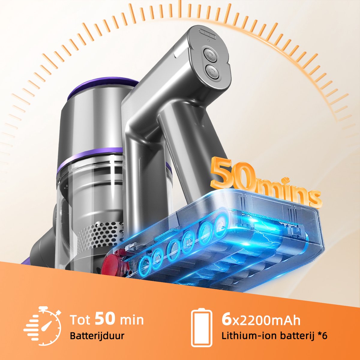 Authmic Draadloze Steelstofzuiger 30000Pa met Extra Borstel - afbeelding 2