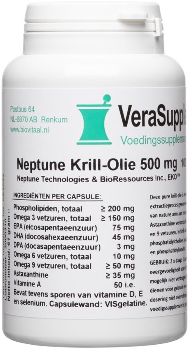 VeraSupplements Neptune Krill-Olie 500 mg Capsules