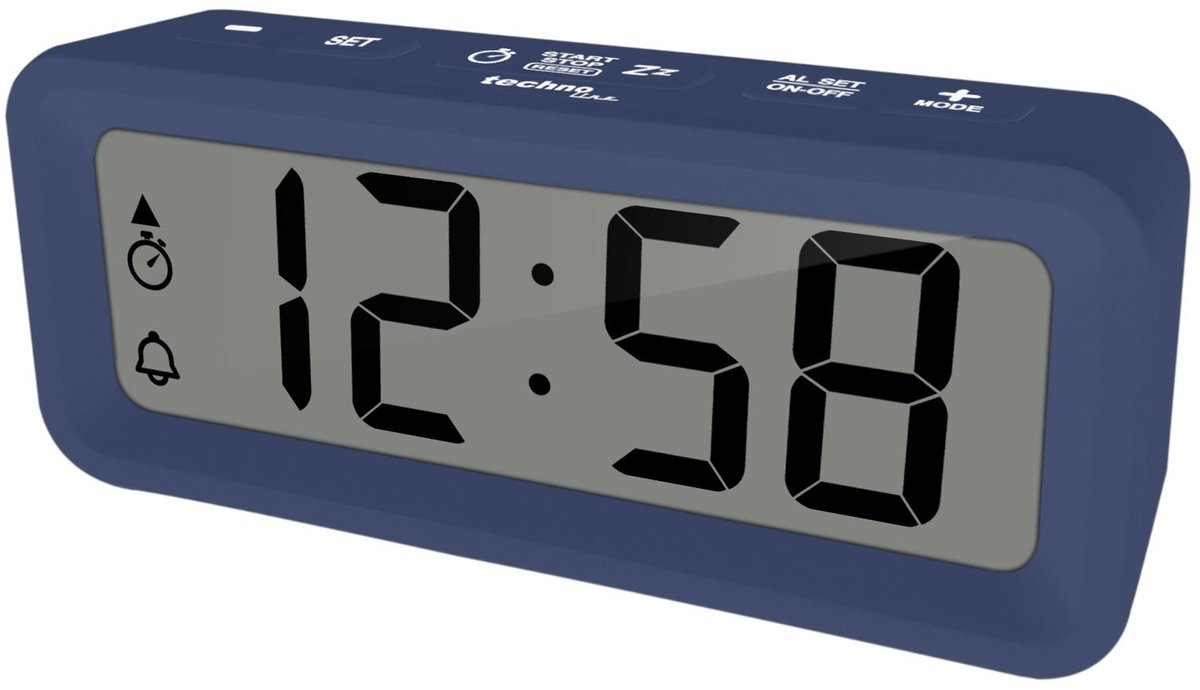 Technoline WT 175 - Wekker - Digitaal - Alarm - Snooze - Datumaanduiding - 12/24 - Luchtvochtigheidaanduiding - Binnentemperatuur - Batterij indicator -Rechthoek - Blauw - 88x37x21